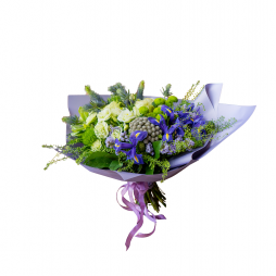 Lavanta Esintisi – İrisli & Beyaz Güllü Premium Buket | Bodrum Aynı Gün Teslim