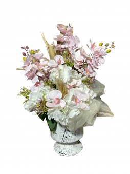 Premium Yapay Orkide & Ortanca Aranjmanı – Lüks Dekor Tasarım | Selin Çiçek