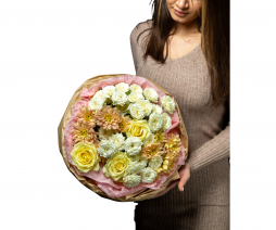 Beyaz ve Sarı Gül Buketi – Bodrum Aynı Gün Teslim