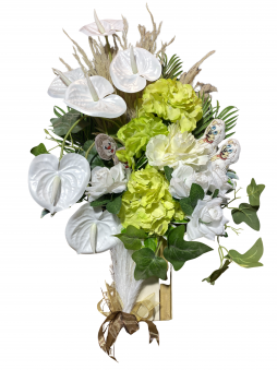 Hoş Geldin Bebek Aranjmanı – Beyaz & Lime Konsept Tasarım | Selin Çiçek Bodrum