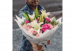 Premium Lilyum & Pembe Gül Buketi – Bodrum Aynı Gün Teslim