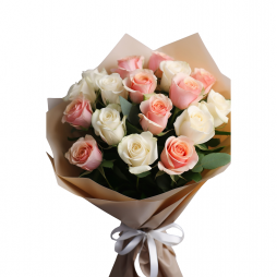 Pembe & Beyaz Gül Buketi – Zarif Romantik Tasarım | Bodrum Aynı Gün Teslim