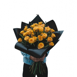 Asil Sarı Gül Buketi – Siyah Ambalajlı Premium Tasarım | Bodrum Aynı Gün Teslim