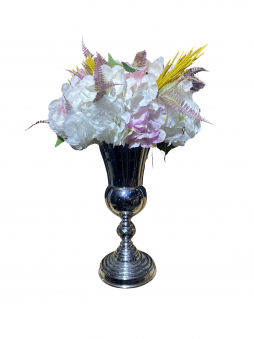 Silver Elegance Aranjman – Beyaz & Soft Pembe Luxury Tasarım | Selin Çiçek Bodrum