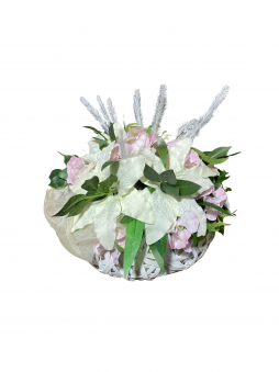 Soft Romance Sepet Aranjman – Beyaz Lilyum & Pembe Dokunuş | Selin Çiçek Bodrum