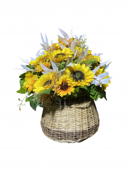 Sunny Country Ayçiçeği Aranjmanı – Rustik Sepet Tasarım | Selin Çiçek Bodrum