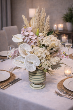 Ivory Tropical Luxury Aranjman – Beyaz Anthurium Premium Tasarım | Selin Çiçek