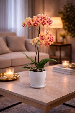 Çift Dallı Sarı Kırmızı Benekli Orkide – Bodrum Aynı Gün Teslim