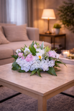 Soft Pastel Yapay Çiçek Aranjmanı – Dekoratif Masa Tasarımı | Selin Çiçek