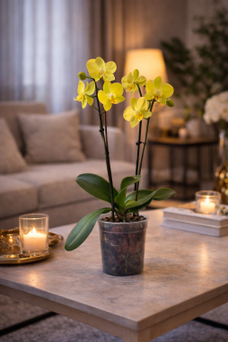 Çift Dallı Sarı Orkide – Bodrum Aynı Gün Teslim