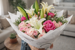 Premium Lilyum & Pembe Gül Buketi – Bodrum Aynı Gün Teslim