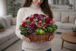 Kırmızı Gül Sepet Aranjmanı – Bodrum Aynı Gün Teslim