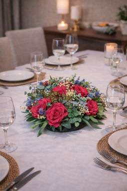 Kırmızı Gül Yapay Aranjman – Premium Masa Dekoru | Selin Çiçek