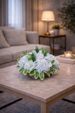 Saf Beyaz Yapay Aranjman – Minimal Premium Dekor | Selin Çiçek