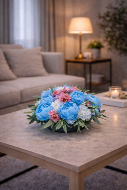 Mavi & Pembe Premium Yapay Aranjman – Modern Sahil Tasarım | Selin Çiçek